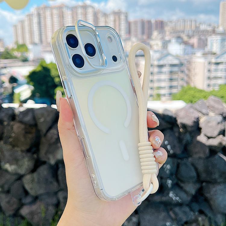 For iPhone 17 Pro Max Gradient Discolor MagSafe Phone Case with Holder / Wrist Strap(White) - iPhone 17 Pro Max Cases by buy2fix | Online Shopping UK | buy2fix