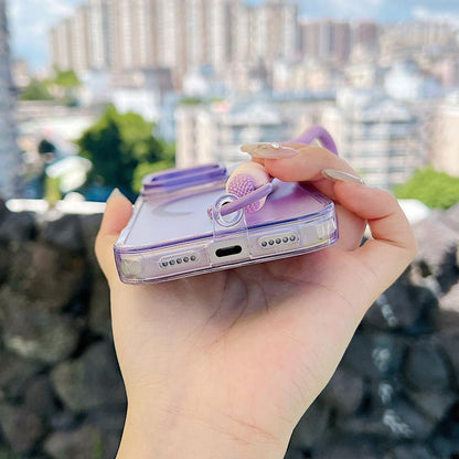 For iPhone 17 Pro Gradient Discolor MagSafe Phone Case with Holder / Wrist Strap(Black) - iPhone 17 Pro Cases by buy2fix | Online Shopping UK | buy2fix