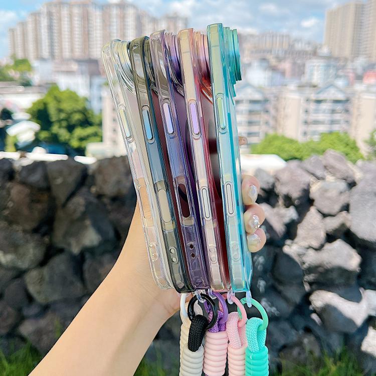 For iPhone Air Gradient Discolor MagSafe Phone Case with Holder / Wrist Strap(Purple) - iPhone Air Cases by buy2fix | Online Shopping UK | buy2fix