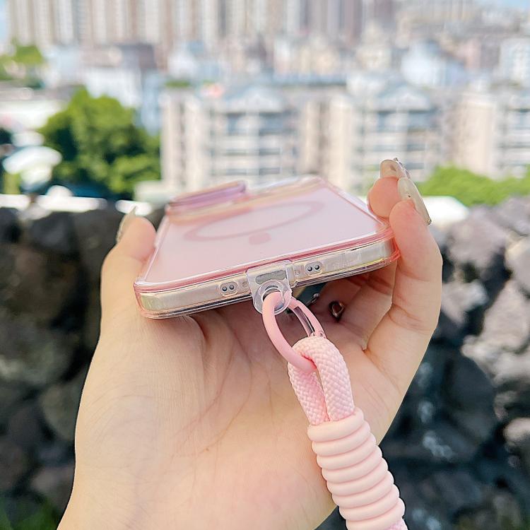 For iPhone Air Gradient Discolor MagSafe Phone Case with Holder / Wrist Strap(Purple) - iPhone Air Cases by buy2fix | Online Shopping UK | buy2fix