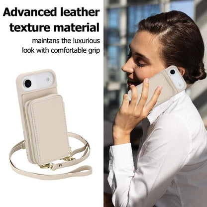 For iPhone Air Crossbody Zipper RFID Card Bag Phone Case(Apricot) - iPhone Air Cases by buy2fix | Online Shopping UK | buy2fix