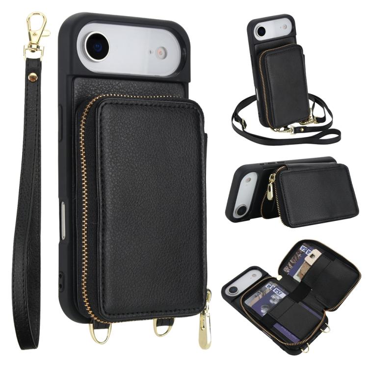 For iPhone Air Crossbody Zipper RFID Card Bag Phone Case(Black) - iPhone Air Cases by buy2fix | Online Shopping UK | buy2fix