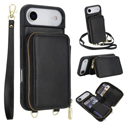 For iPhone Air Crossbody Zipper RFID Card Bag Phone Case(Black) - iPhone Air Cases by buy2fix | Online Shopping UK | buy2fix
