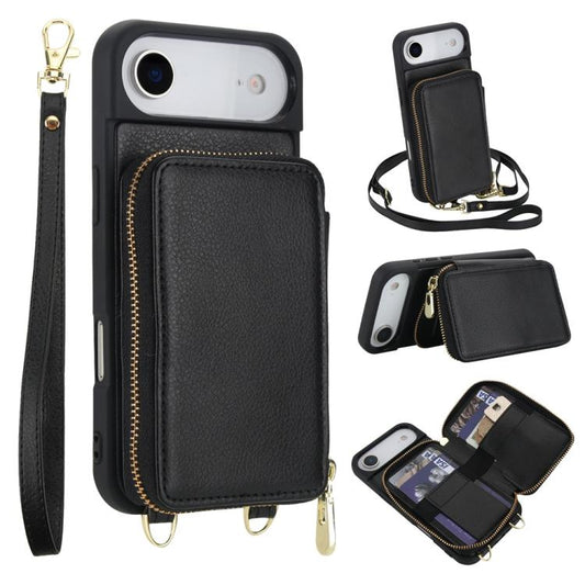 For iPhone Air Crossbody Zipper RFID Card Bag Phone Case(Black) - iPhone Air Cases by buy2fix | Online Shopping UK | buy2fix