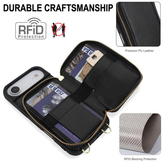 For iPhone Air Crossbody Zipper RFID Card Bag Phone Case(Black) - iPhone Air Cases by buy2fix | Online Shopping UK | buy2fix