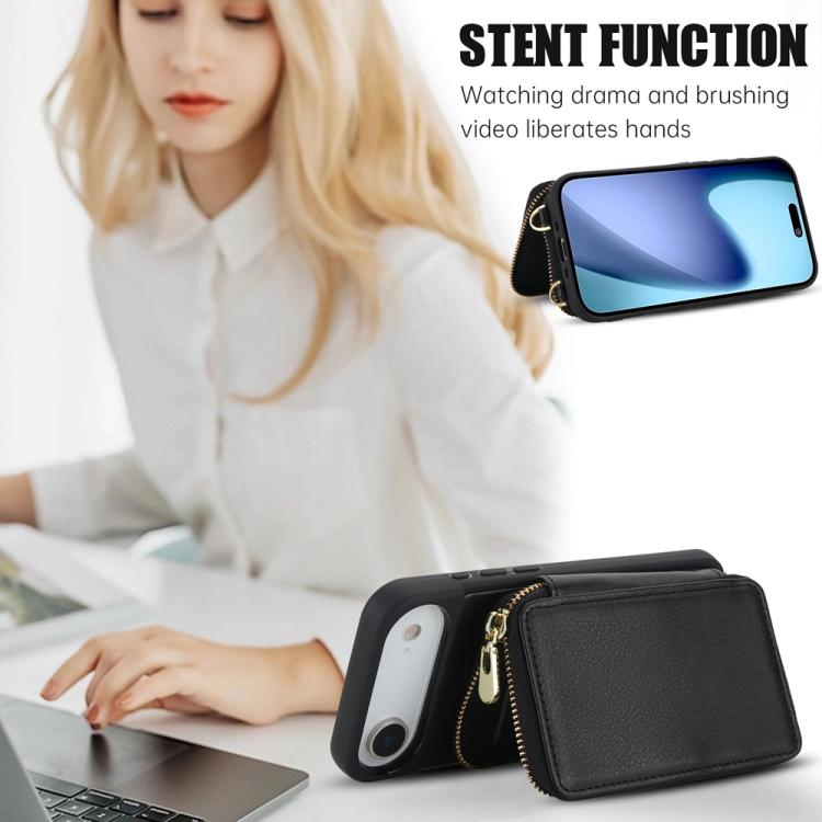 For iPhone Air Crossbody Zipper RFID Card Bag Phone Case(Black) - iPhone Air Cases by buy2fix | Online Shopping UK | buy2fix