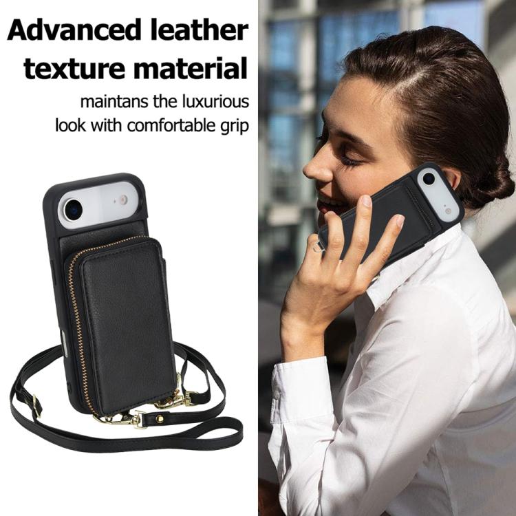 For iPhone Air Crossbody Zipper RFID Card Bag Phone Case(Black) - iPhone Air Cases by buy2fix | Online Shopping UK | buy2fix