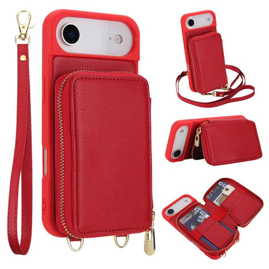 For iPhone Air Crossbody Zipper RFID Card Bag Phone Case(Red) - iPhone Air Cases by buy2fix | Online Shopping UK | buy2fix