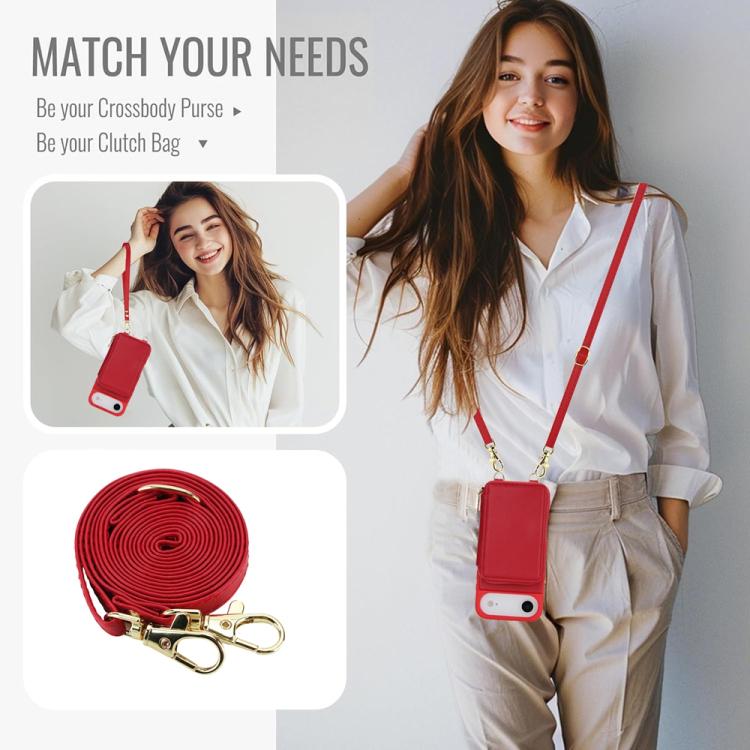 For iPhone Air Crossbody Zipper RFID Card Bag Phone Case(Red) - iPhone Air Cases by buy2fix | Online Shopping UK | buy2fix