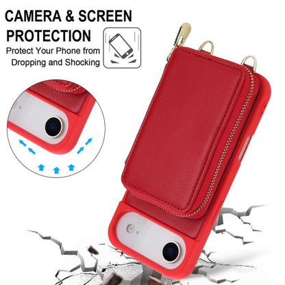 For iPhone Air Crossbody Zipper RFID Card Bag Phone Case(Red) - iPhone Air Cases by buy2fix | Online Shopping UK | buy2fix