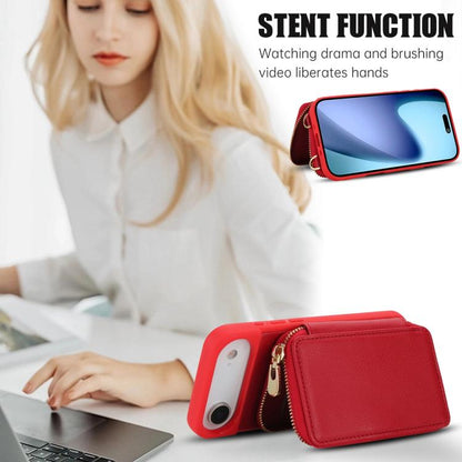 For iPhone Air Crossbody Zipper RFID Card Bag Phone Case(Red) - iPhone Air Cases by buy2fix | Online Shopping UK | buy2fix
