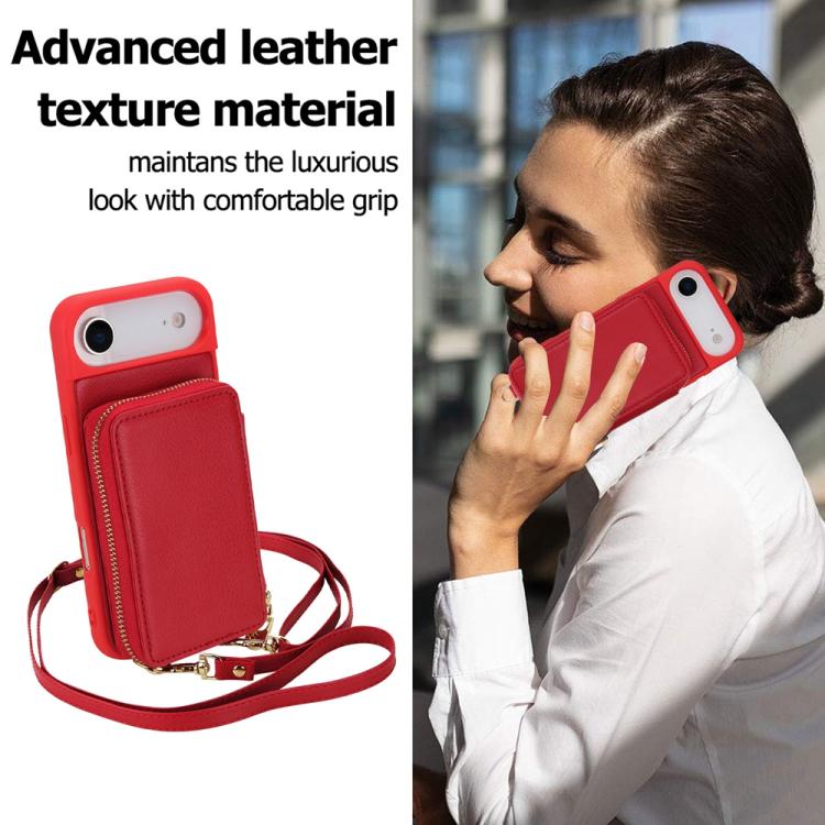 For iPhone Air Crossbody Zipper RFID Card Bag Phone Case(Red) - iPhone Air Cases by buy2fix | Online Shopping UK | buy2fix