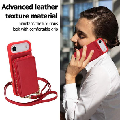 For iPhone Air Crossbody Zipper RFID Card Bag Phone Case(Red) - iPhone Air Cases by buy2fix | Online Shopping UK | buy2fix