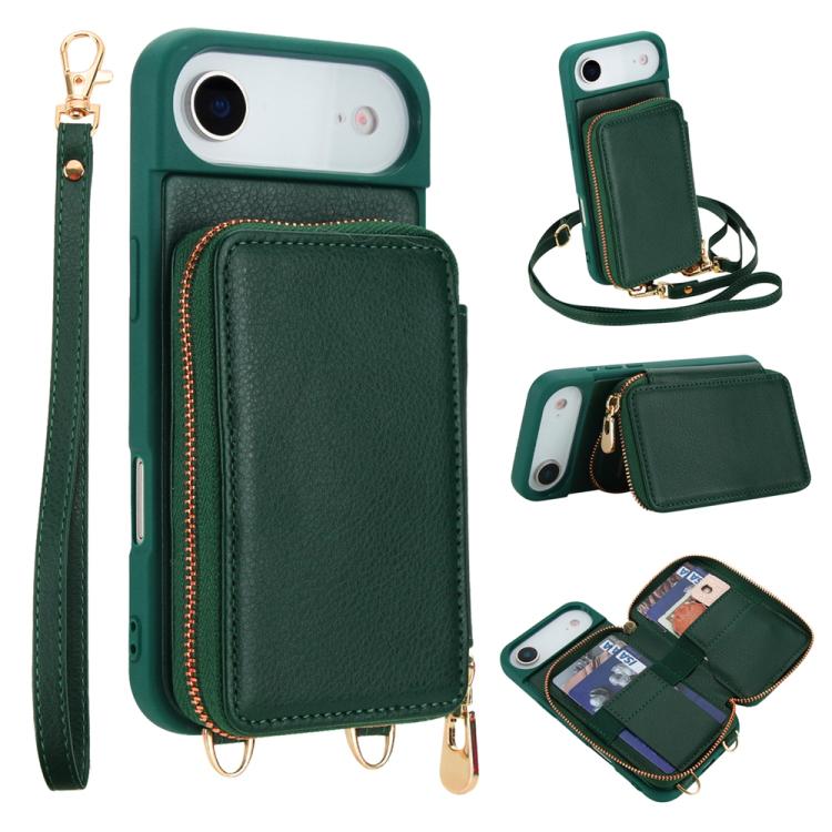 For iPhone Air Crossbody Zipper RFID Card Bag Phone Case(Green) - iPhone Air Cases by buy2fix | Online Shopping UK | buy2fix