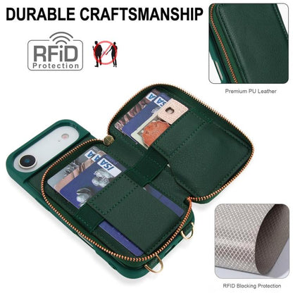 For iPhone Air Crossbody Zipper RFID Card Bag Phone Case(Green) - iPhone Air Cases by buy2fix | Online Shopping UK | buy2fix
