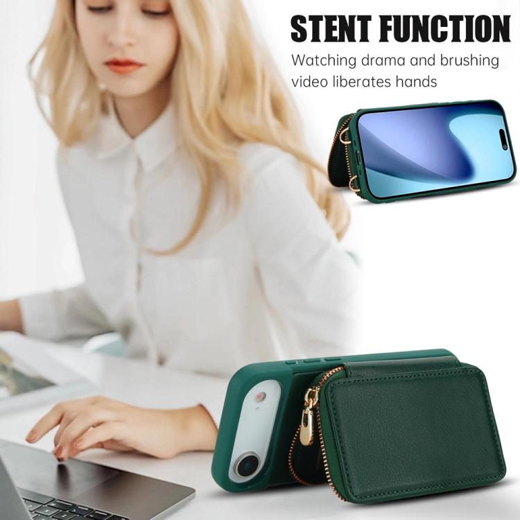 For iPhone Air Crossbody Zipper RFID Card Bag Phone Case(Green) - iPhone Air Cases by buy2fix | Online Shopping UK | buy2fix