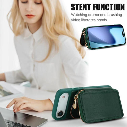 For iPhone Air Crossbody Zipper RFID Card Bag Phone Case(Green) - iPhone Air Cases by buy2fix | Online Shopping UK | buy2fix