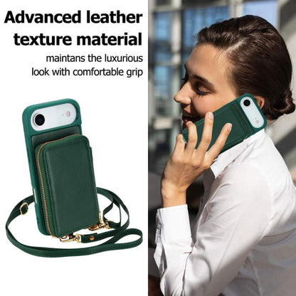 For iPhone Air Crossbody Zipper RFID Card Bag Phone Case(Green) - iPhone Air Cases by buy2fix | Online Shopping UK | buy2fix