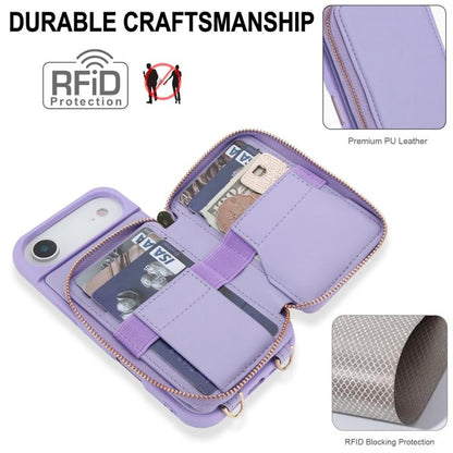 For iPhone Air Crossbody Zipper RFID Card Bag Phone Case(Light Purple) - iPhone Air Cases by buy2fix | Online Shopping UK | buy2fix