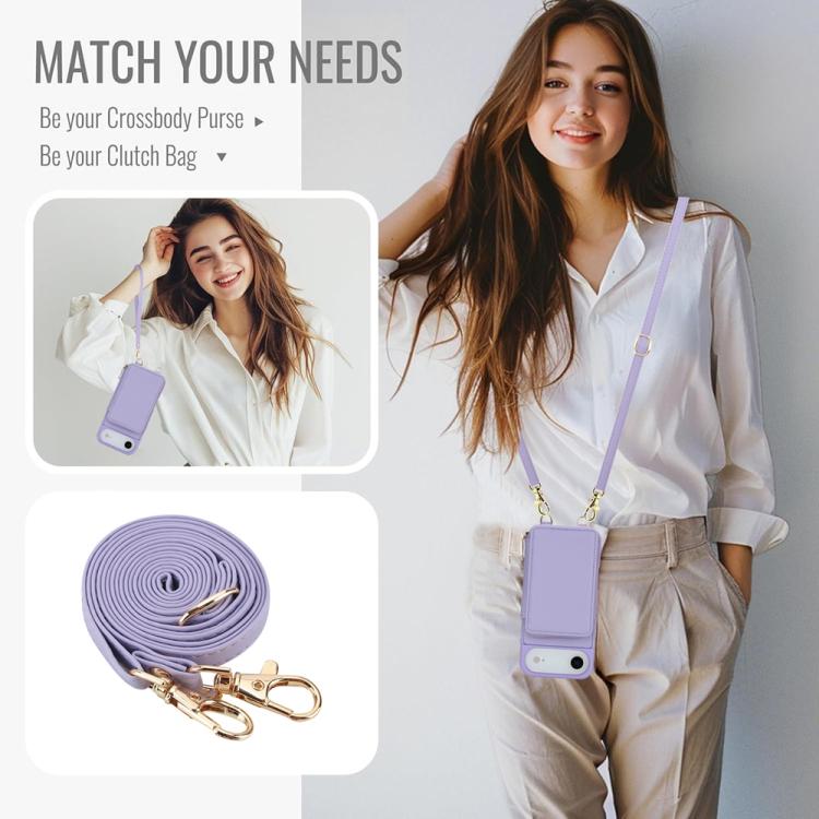 For iPhone Air Crossbody Zipper RFID Card Bag Phone Case(Light Purple) - iPhone Air Cases by buy2fix | Online Shopping UK | buy2fix