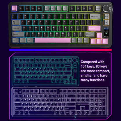 AULA S75 Pro 80 Keys wired/2.4G/Bluetooth Three Model Customizable Gradient Mechanical Keyboard(Side Engraving Pink) - Wireless Keyboard by AULA | Online Shopping UK | buy2fix