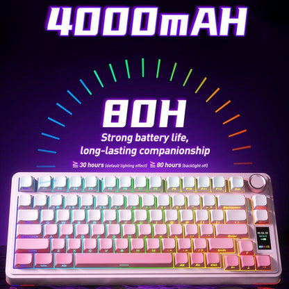 AULA S75 Pro 80 Keys wired/2.4G/Bluetooth Three Model Customizable Gradient Mechanical Keyboard(Light Blue+White+Black Purple) - Wireless Keyboard by AULA | Online Shopping UK | buy2fix