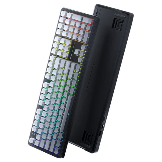 AULA F108 108 Keys Wired/2.4G/Bluetooth Three Model Customizable RGB Gaming Mechanical Keyboard(Gradient Gray Wind Spirit Axis) - Wireless Keyboard by AULA | Online Shopping UK | buy2fix