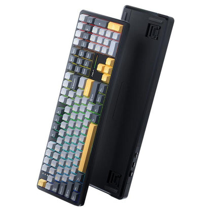 AULA F108 108 Keys Wired/2.4G/Bluetooth Three Model Customizable RGB Gaming Mechanical Keyboard(Dark Grey + Light Grey + Yellow Caramel Latte Axis) - Wireless Keyboard by AULA | Online Shopping UK | buy2fix