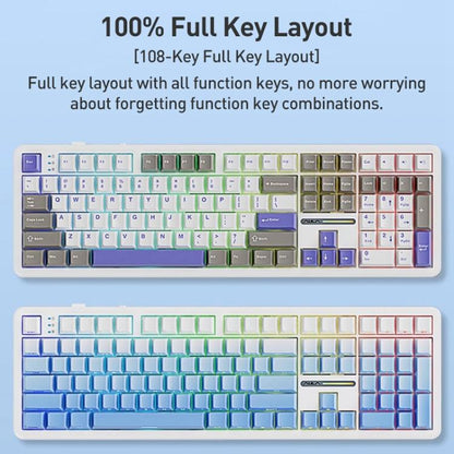 AULA F108 108 Keys Wired/2.4G/Bluetooth Three Model Customizable RGB Gaming Mechanical Keyboard(Dark Grey + Light Grey + Yellow Caramel Latte Axis) - Wireless Keyboard by AULA | Online Shopping UK | buy2fix