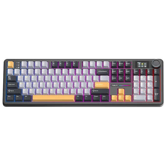 AULA F108 Pro 108 Keys Wired/2.4G/Bluetooth Three Model Customizable RGB Gaming Mechanical Keyboard(Starry Night Black) - Wireless Keyboard by AULA | Online Shopping UK | buy2fix