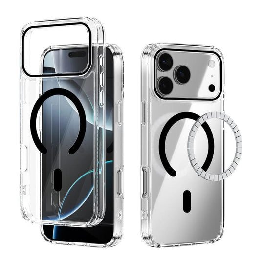 For iPhone 18 Pro Max / 17 Pro Max ABEEL MagSafe Magnetic Color Ring Anti-scratch Transparent Phone Case(Black)