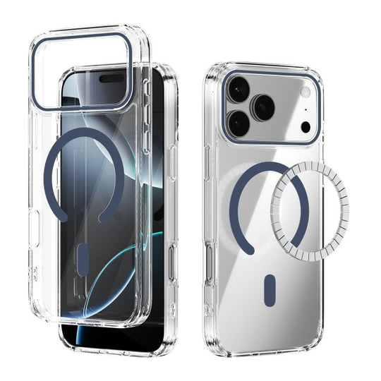 For iPhone 18 Pro Max / 17 Pro Max ABEEL MagSafe Magnetic Color Ring Anti-scratch Transparent Phone Case(Blue)