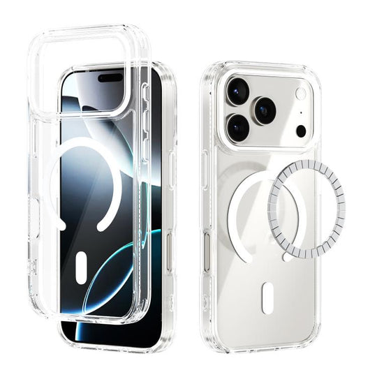 For iPhone 18 Pro / 17 Pro ABEEL MagSafe Magnetic Color Ring Anti-scratch Transparent Phone Case(White)
