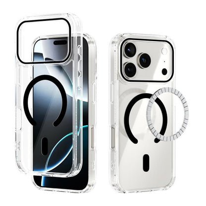 For iPhone 17 Pro ABEEL MagSafe Magnetic Color Ring Anti-scratch Transparent Phone Case(Black) - iPhone 17 Pro Cases by buy2fix | Online Shopping UK | buy2fix