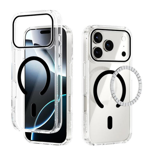 For iPhone 18 Pro / 17 Pro ABEEL MagSafe Magnetic Color Ring Anti-scratch Transparent Phone Case(Black)
