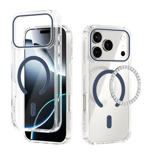 For iPhone 18 Pro / 17 Pro ABEEL MagSafe Magnetic Color Ring Anti-scratch Transparent Phone Case(Blue)