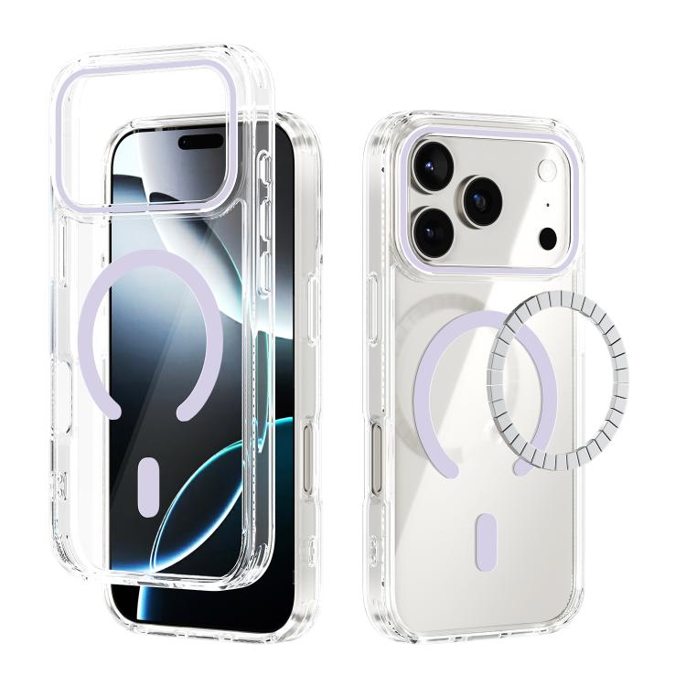 For iPhone 17 Pro ABEEL MagSafe Magnetic Color Ring Anti-scratch Transparent Phone Case(Purple) - iPhone 17 Pro Cases by buy2fix | Online Shopping UK | buy2fix