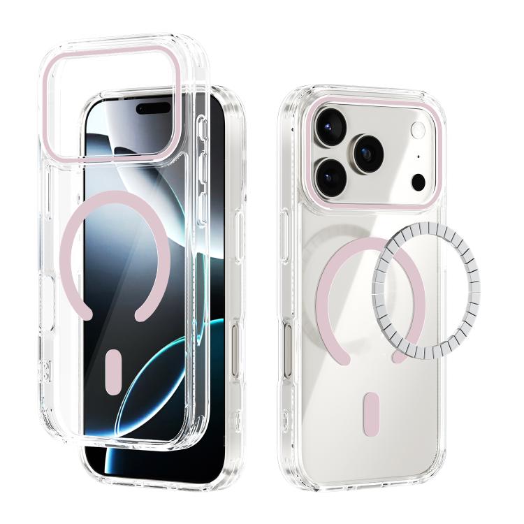 For iPhone 17 Pro ABEEL MagSafe Magnetic Color Ring Anti-scratch Transparent Phone Case(Pink) - iPhone 17 Pro Cases by buy2fix | Online Shopping UK | buy2fix