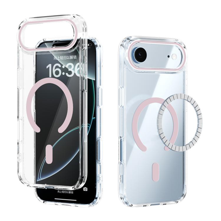 For iPhone Air ABEEL MagSafe Magnetic Color Ring Anti-scratch Transparent Phone Case(Pink) - iPhone Air Cases by buy2fix | Online Shopping UK | buy2fix