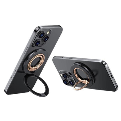 Contrast Color Dual MagSafe Magnetic Ring Phone Holder with Gear Sound(Titanium Black Rose Gold) - Ring Holder by buy2fix | Online Shopping UK | buy2fix