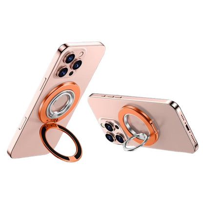 Contrast Color Dual MagSafe Magnetic Ring Phone Holder with Gear Sound(Titanium Silver Orange) - Ring Holder by buy2fix | Online Shopping UK | buy2fix