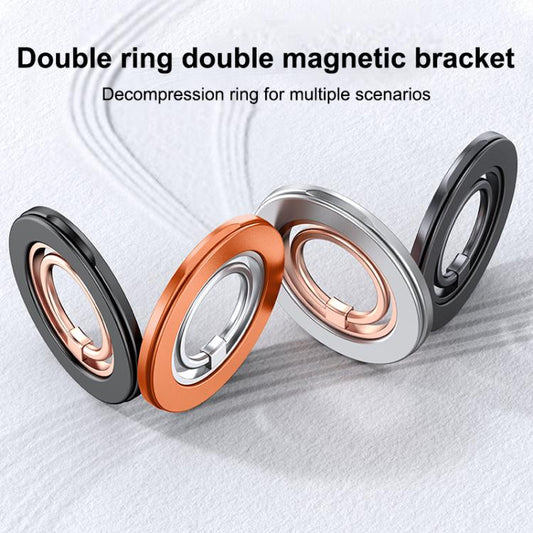 Contrast Color Dual MagSafe Magnetic Ring Phone Holder with Gear Sound(Titanium Silver Orange) - Ring Holder by buy2fix | Online Shopping UK | buy2fix