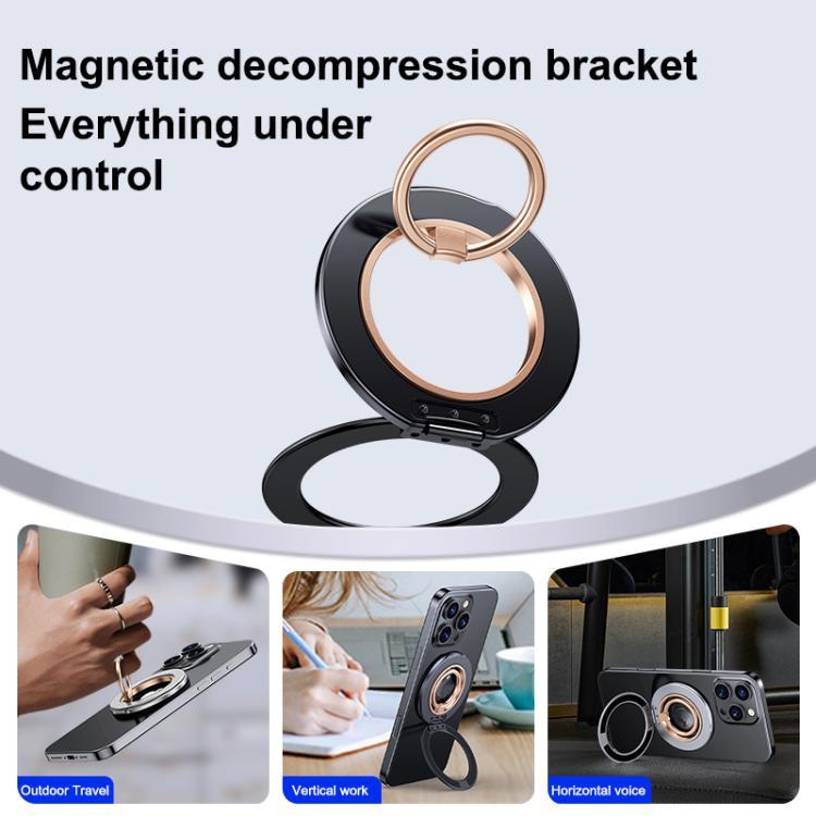 Contrast Color Dual MagSafe Magnetic Ring Phone Holder with Gear Sound(Titanium Black) - Ring Holder by buy2fix | Online Shopping UK | buy2fix