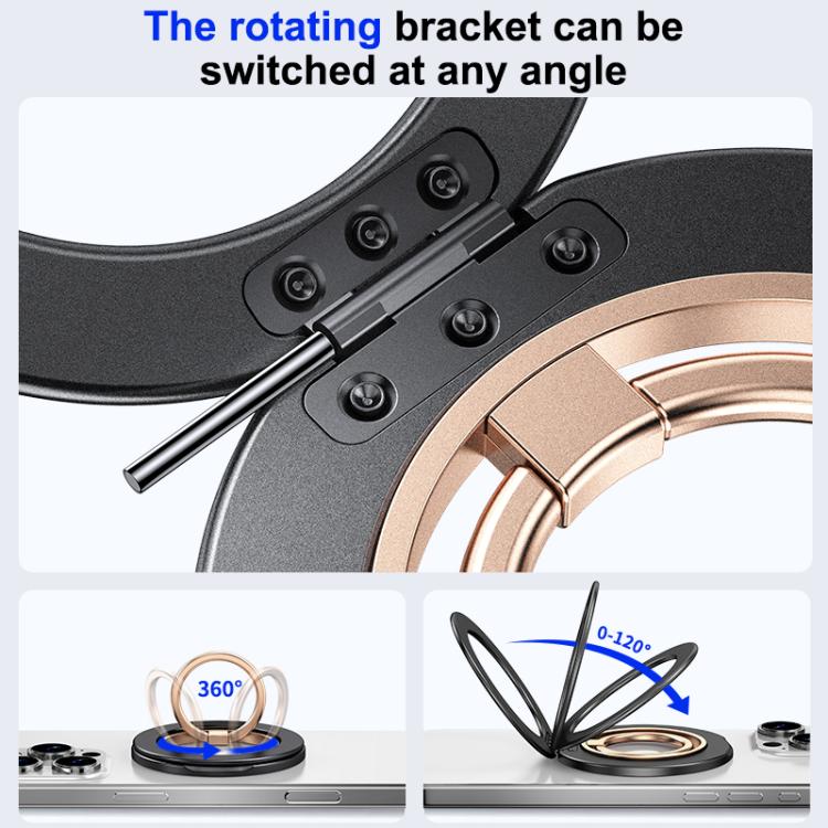 Contrast Color Dual MagSafe Magnetic Ring Phone Holder with Gear Sound(Titanium Silver Rose Gold) - Ring Holder by buy2fix | Online Shopping UK | buy2fix