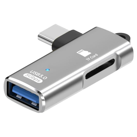 ADS-621 Type-C Male to TF Card Reader USB3.0 Female OTG Adapter(Silver) - U Disk & Card Reader by buy2fix | Online Shopping UK | buy2fix
