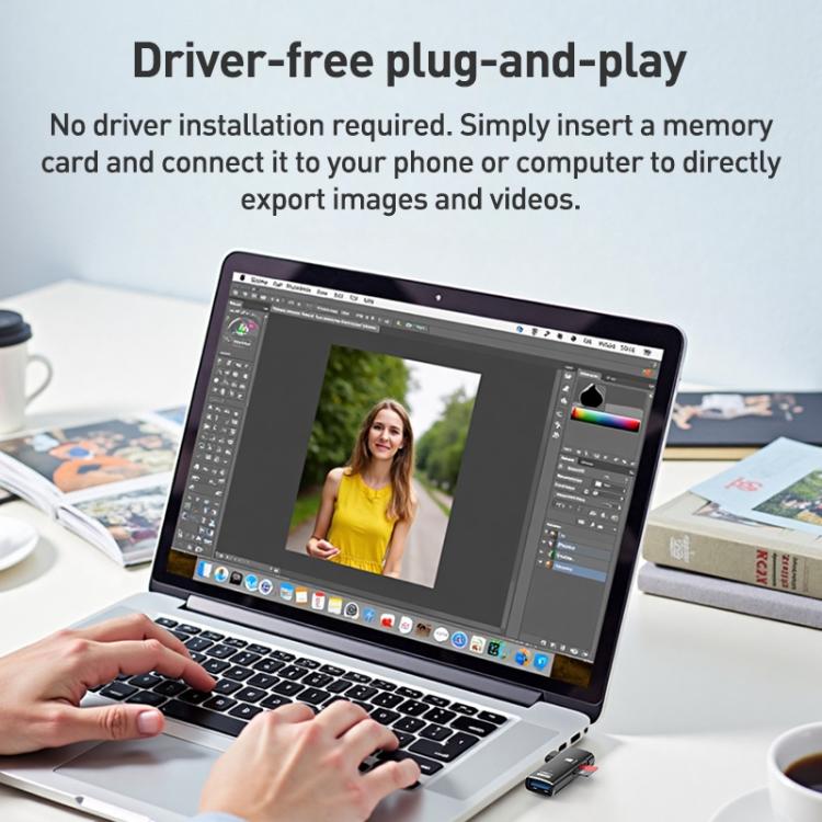 ADS-621 Type-C Male to TF Card Reader USB3.0 Female OTG Adapter(Grey) - U Disk & Card Reader by buy2fix | Online Shopping UK | buy2fix