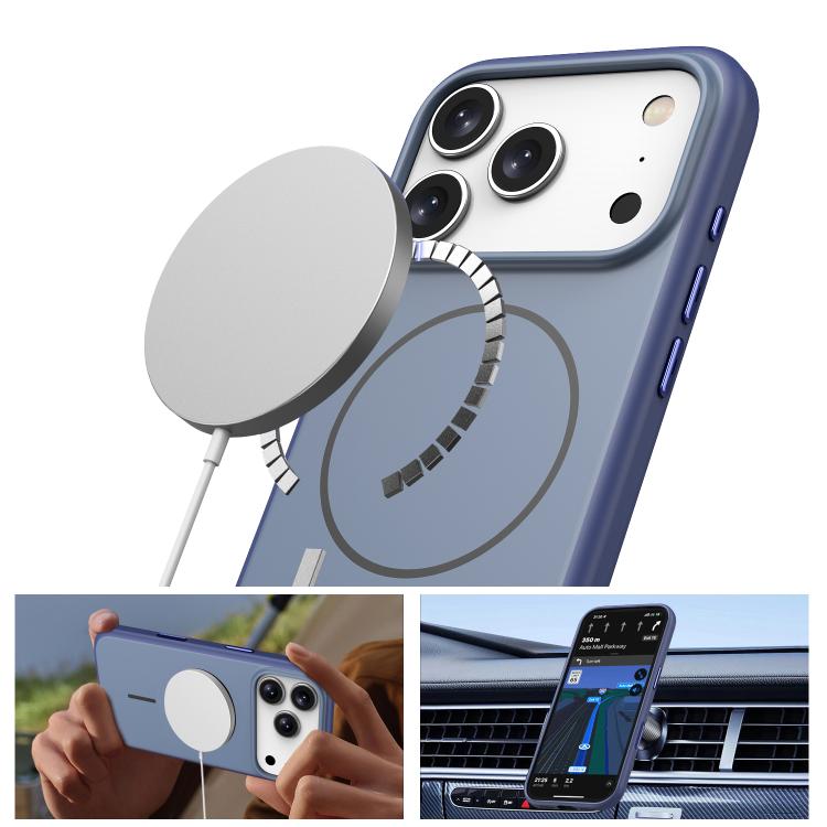 For iPhone 17 Solid Color Magnetic MagSafe Frosted Phone Case(Blue) - iPhone 17 Cases by buy2fix | Online Shopping UK | buy2fix
