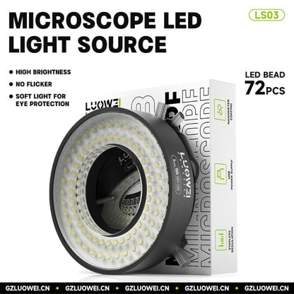 Luowei LS03 High Lumen 72LED Microscope Ring Light Source - Microscope Magnifier Series by LUOWEI | Online Shopping UK | buy2fix
