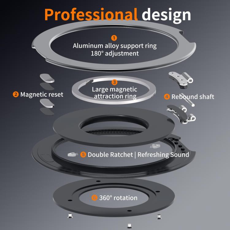 Aluminum Alloy Strong Magnet 360 Rotating Tablet Stand(Black) - Desktop Holder by buy2fix | Online Shopping UK | buy2fix