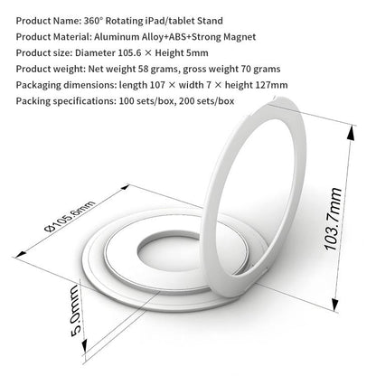 Aluminum Alloy Strong Magnet 360 Rotating Tablet Stand(Black) - Desktop Holder by buy2fix | Online Shopping UK | buy2fix